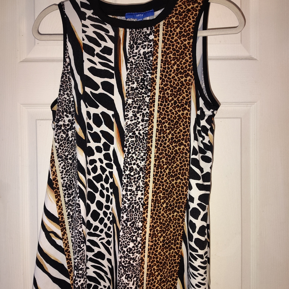 Apt. 9 Black and Brown Animal Print Tank Top